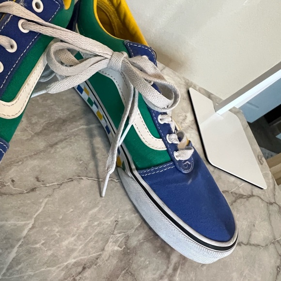 Vans Ward low sneakers blue yellow & checkered size 8.5 - Picture 3 of 6